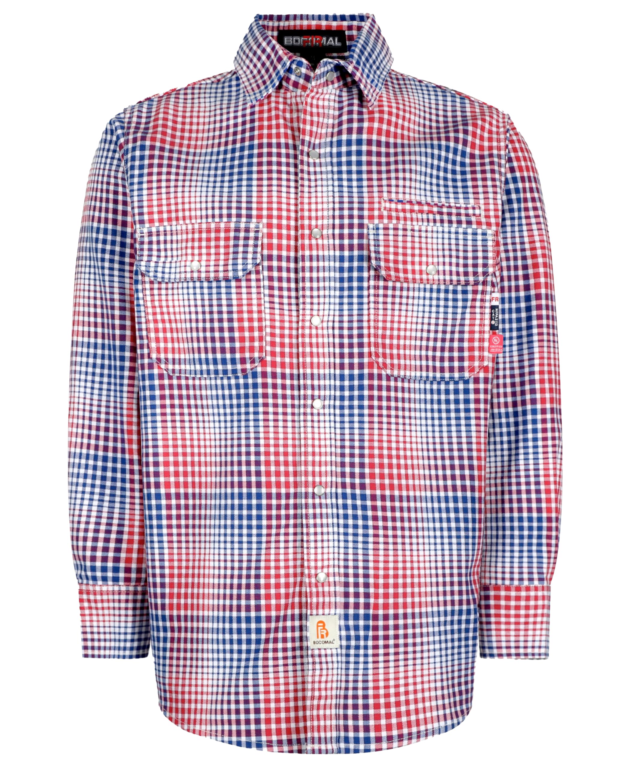 BOCOMAL FR Shirts for Men Snaps Down 7.5oz Water Repellent Fire Resistant Welding Jackets-NFPA2112 CAT2