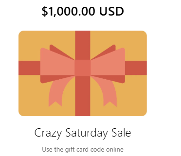 Crazy Discount Store Promotion: Gift Cards 50% Off